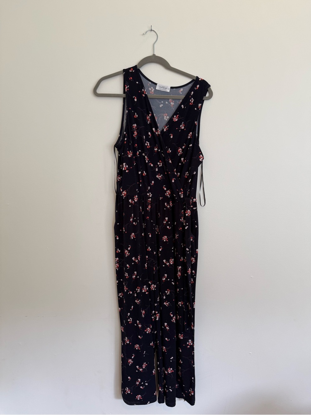 Kaileigh Black Floral Maxi Jumpsuit with Pink Accents